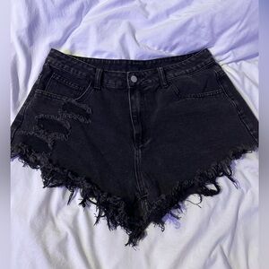 Black ripped Jean shorts